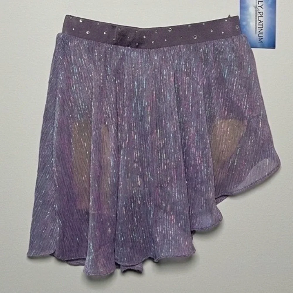 Double Platinum Purple Iridescent Rhinestone Dance Performance costume Set 2PC‎